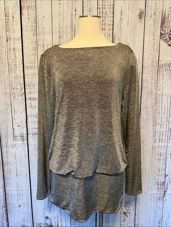 White House Black Market Tops - White House Black Market Gray Layered Long-Sleeve Tunic